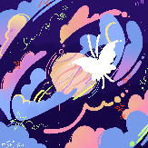 Mariposa posada en los anillos de un planeta. Ícono principal de la página.